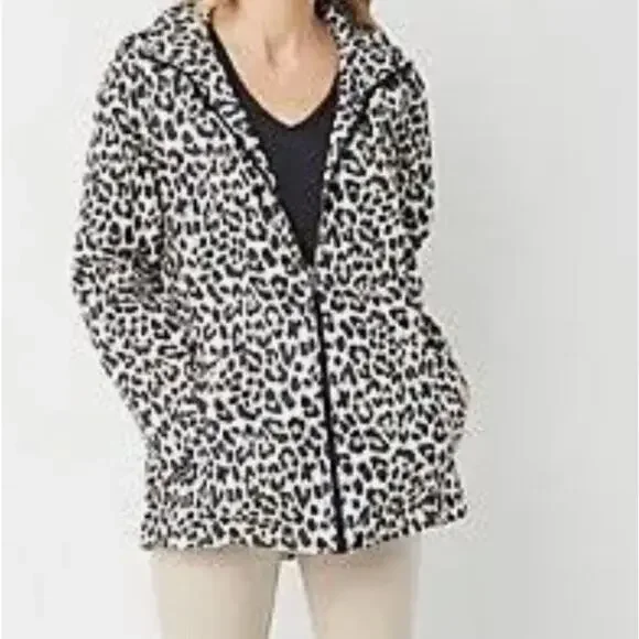 Susan Graver Leopard Print Anorak Rain coat hood water resistant packable Medium - Picture 1 of 5